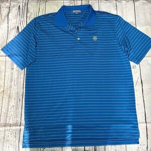 Peter Millar Blue Polo Shirt with Stripes